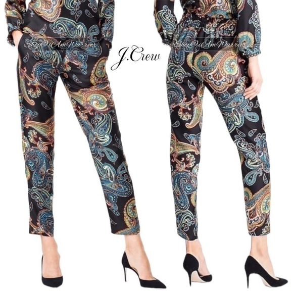 J.Crew 2 piece black silk paisley top + matching pull on pants *shop@iamwarrior - Picture 4 of 12